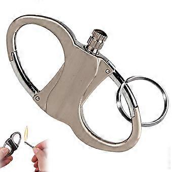 Waterproof Metal Keychain Lighter with Permanent Match Ignition, Mini Outdoor Fire Starter Ring
