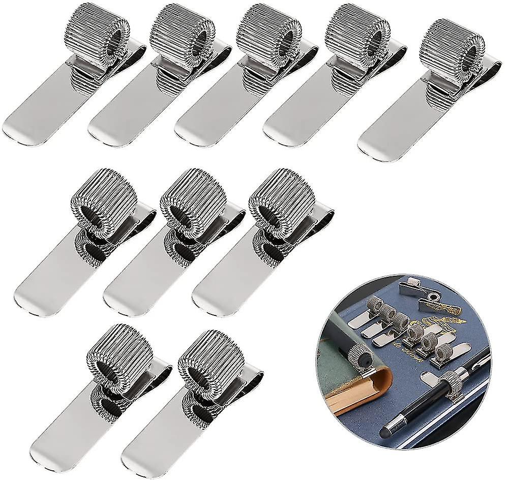 Stainless Pen Holder Clip For Notebook And Clipboard With Spring 5 Top  5 Side