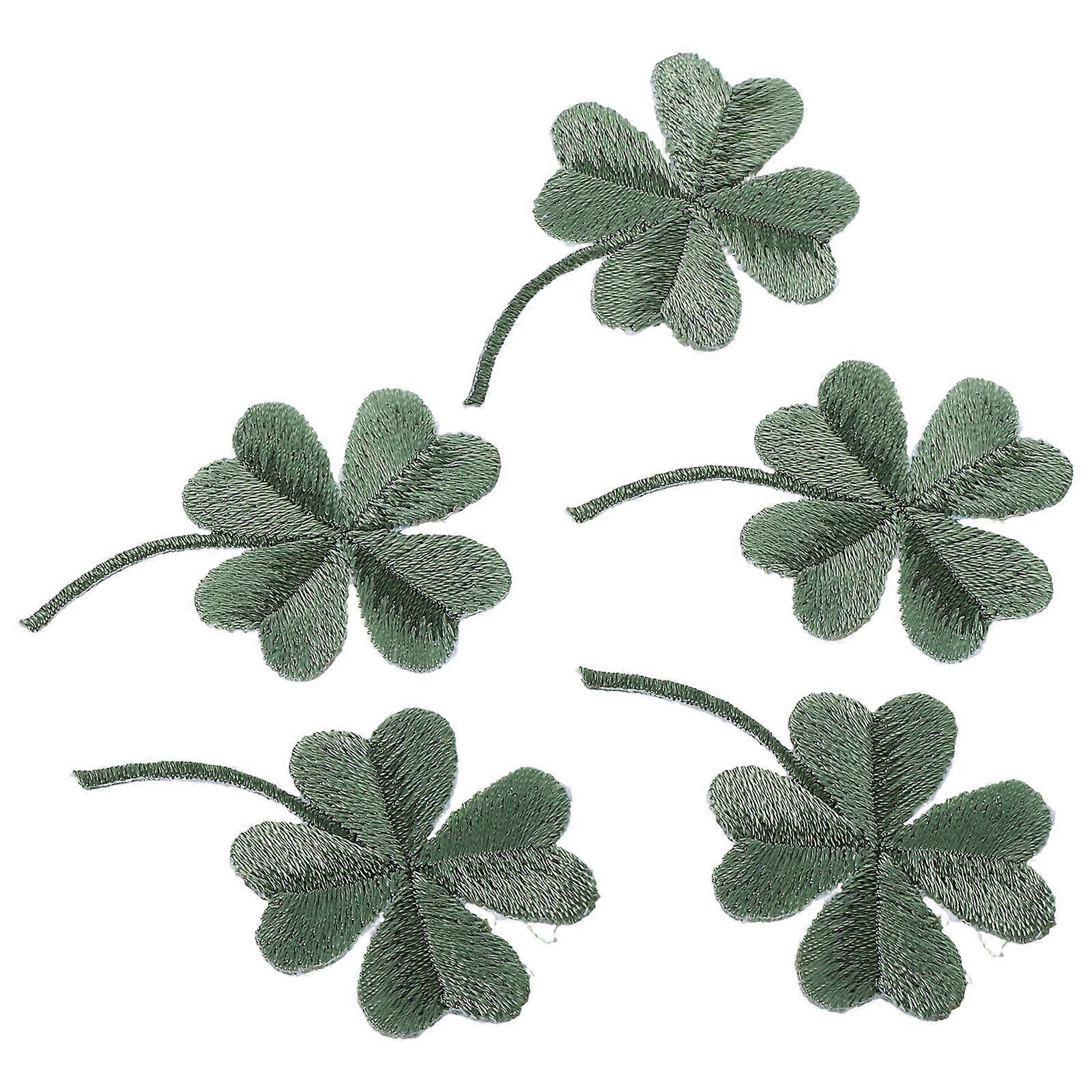 Green Four- Patch for Clothes Decor 5Pcs Hot-Melt Stickers