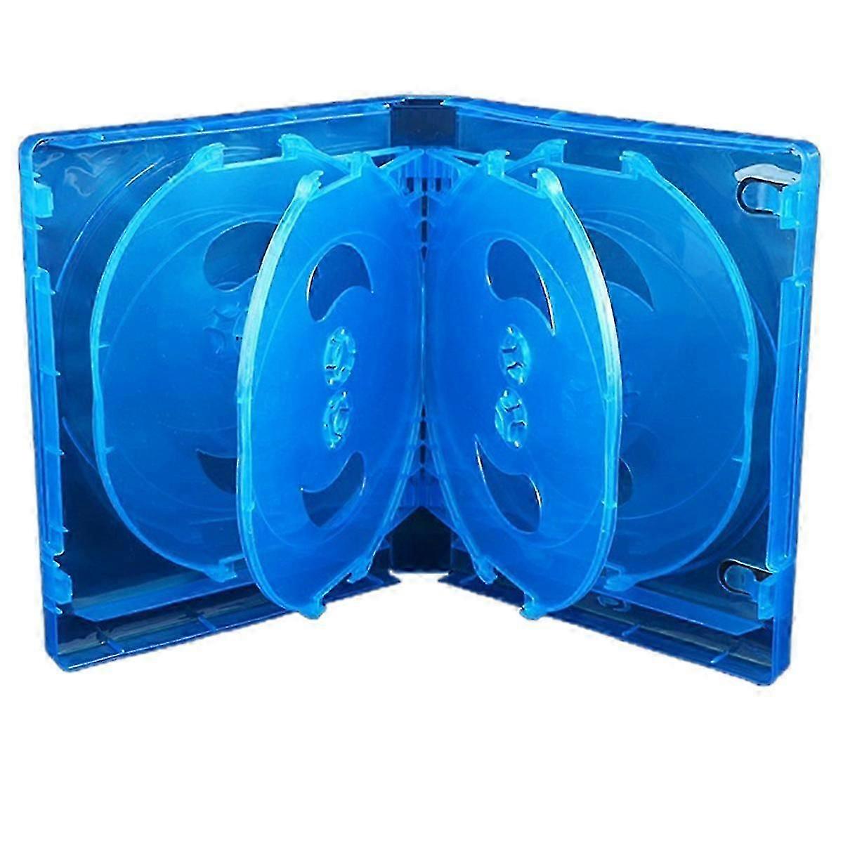 Media storage solution 10-piece CD case set - transparent double-sided boxes in blue
