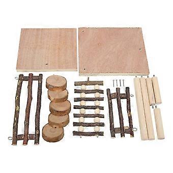 Plataforma de escalada para hámster Plataforma de madera multiusos para mascotas pequeñas de 2 capas para hámster sirio Hámster pequeñas mascotas