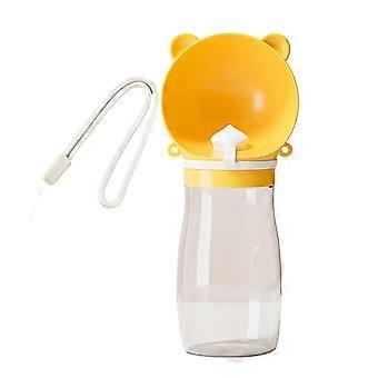 Vattenflaska för hundar, läckagesäker, utomhusdricksdispenser med axelrem, för vandring och resor, gul