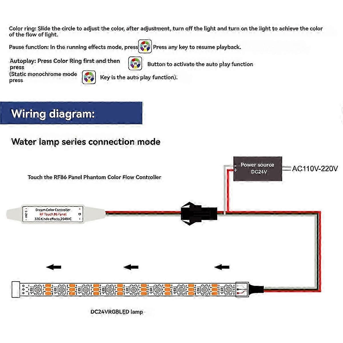 LED Strip Light Controller with 8 Key Touch Panel Wireless Controller Reflux Pixel Control for Horse