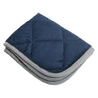 Pet Warm Pad Chat Chaud Tapis Chien Couchage Lit Mat Coussin Antidérapant compatible Maison Hiver Bleu Foncé avec Gris Garniture S