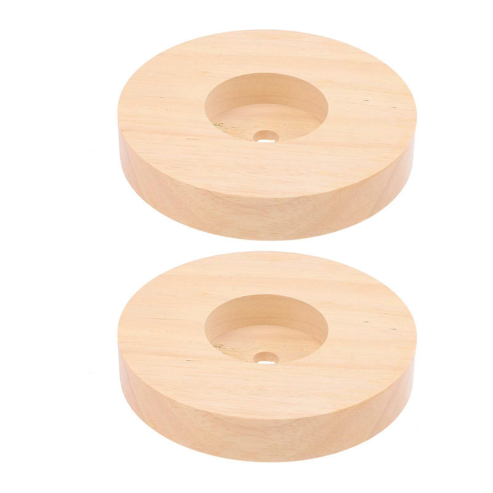 Wooden Round Lamp Base Solid Wood Lamp Base for Decor 2Pcs Table Accessory