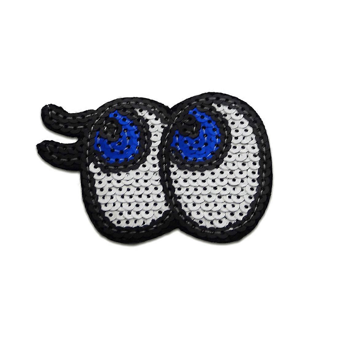 Patch - Eyes with sequins - several colours selectable - 7.4x4.6cm - patch