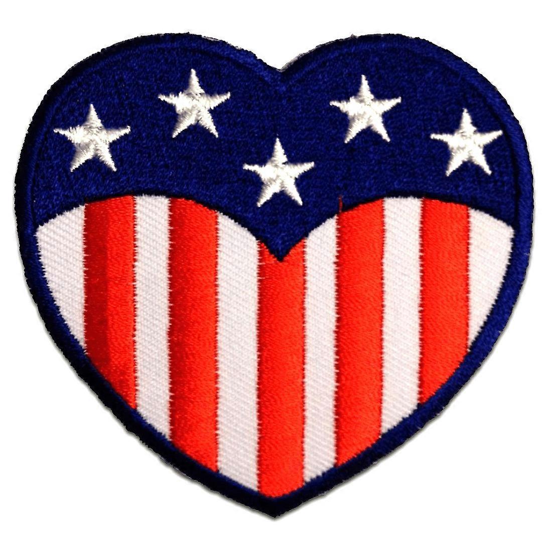 Patch / Iron-on Patch - USA Heart America Flag Flag - Blue - 7.0cm x 7.0cm Patch