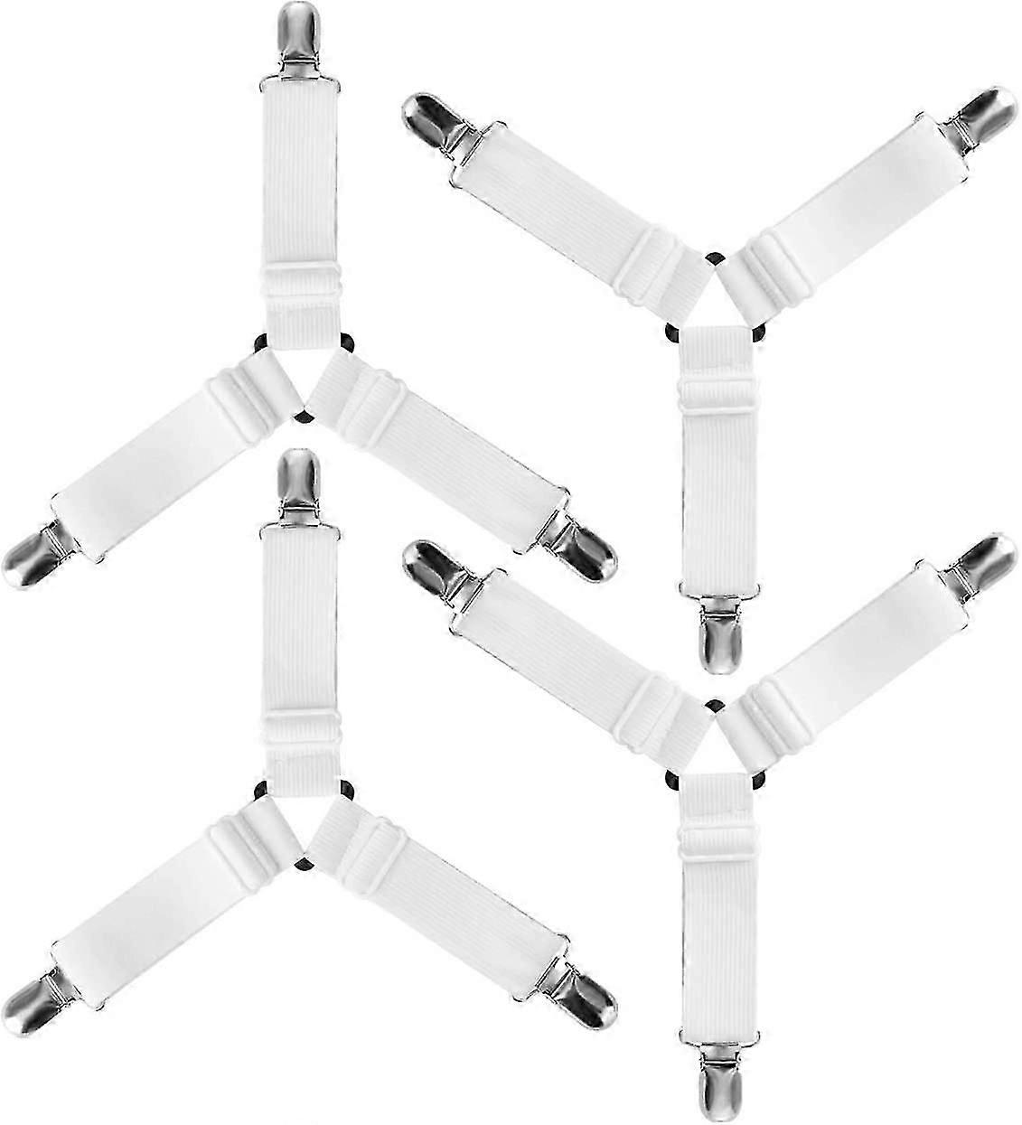 4pcs Triangle Elastic Fitted Sheet Clip Fastener Adjustable Retainer Strap