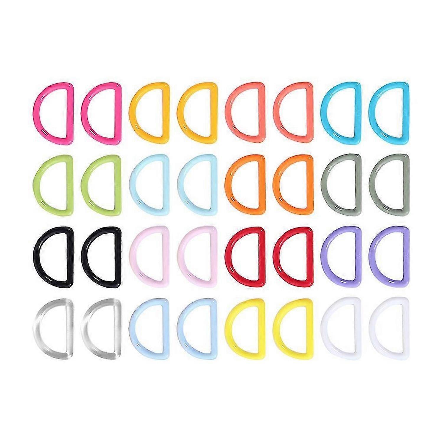 Durable Plastic D-Shaped Rings for Decoration 48Pcs Assorted