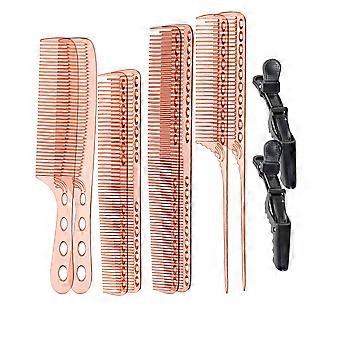 10-teiliges Haarkamm-Set aus Aluminium, bestehend aus Spitzkamm, Flachkamm und Krokodilhaarnadel, zum Haareschneiden und -stylen, Friseursalon-Werkzeuge