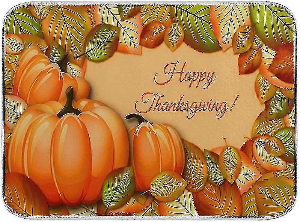 Thanksgiving Dish Drainer Mat Fall Pumpkin Maple Leaf Absorbent Microfiber