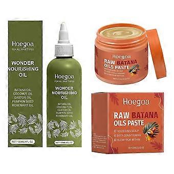 Raw Batana Oil for Hair Growth Set - Cold Pressed Scalp Mask and Wonder Growth Oil Serum, Thick and Strong Natural Hair for Men & Women