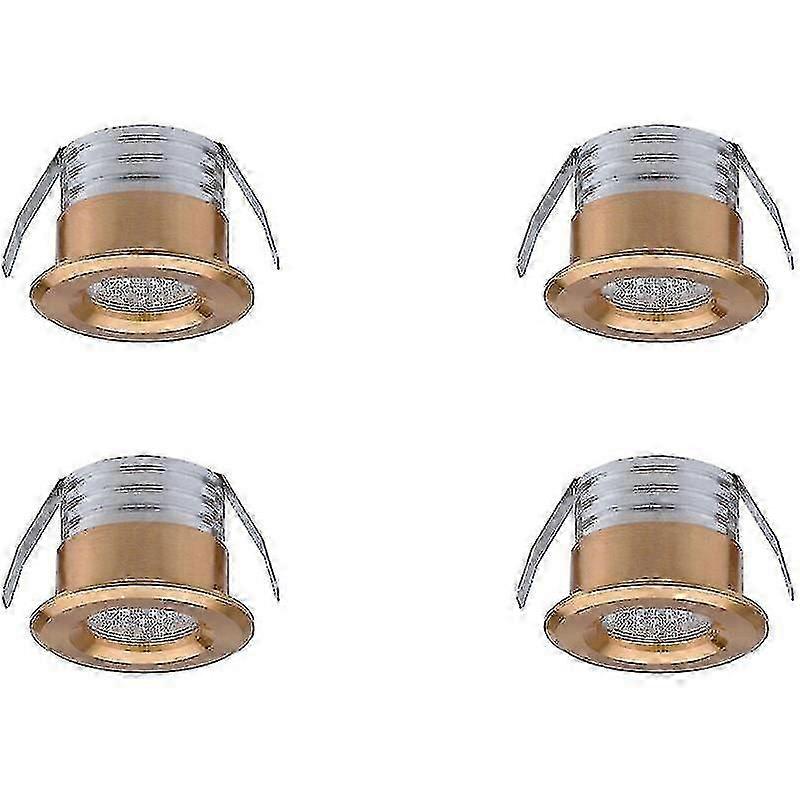Set mit 4 Mini 3W Warm White Gold LED-Einbaustrahlern
