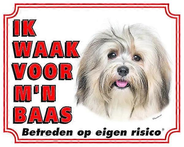 Sticker King Havanese Brown Warning Sign - I Watch Out For My Boss (2)