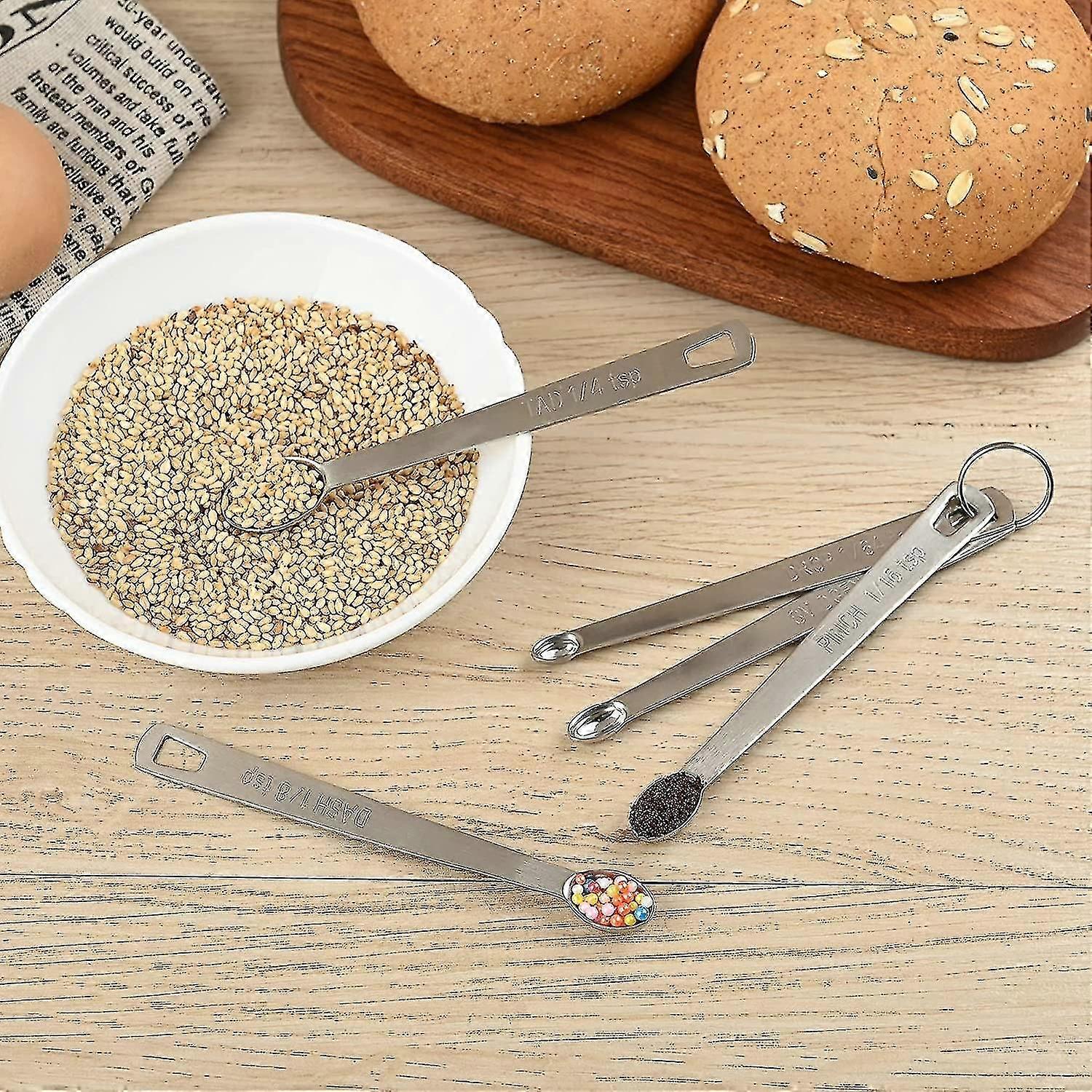 1/64,1/32,1/16,1/8,1/4 Mini Measuring Spoons With 1 Ring
