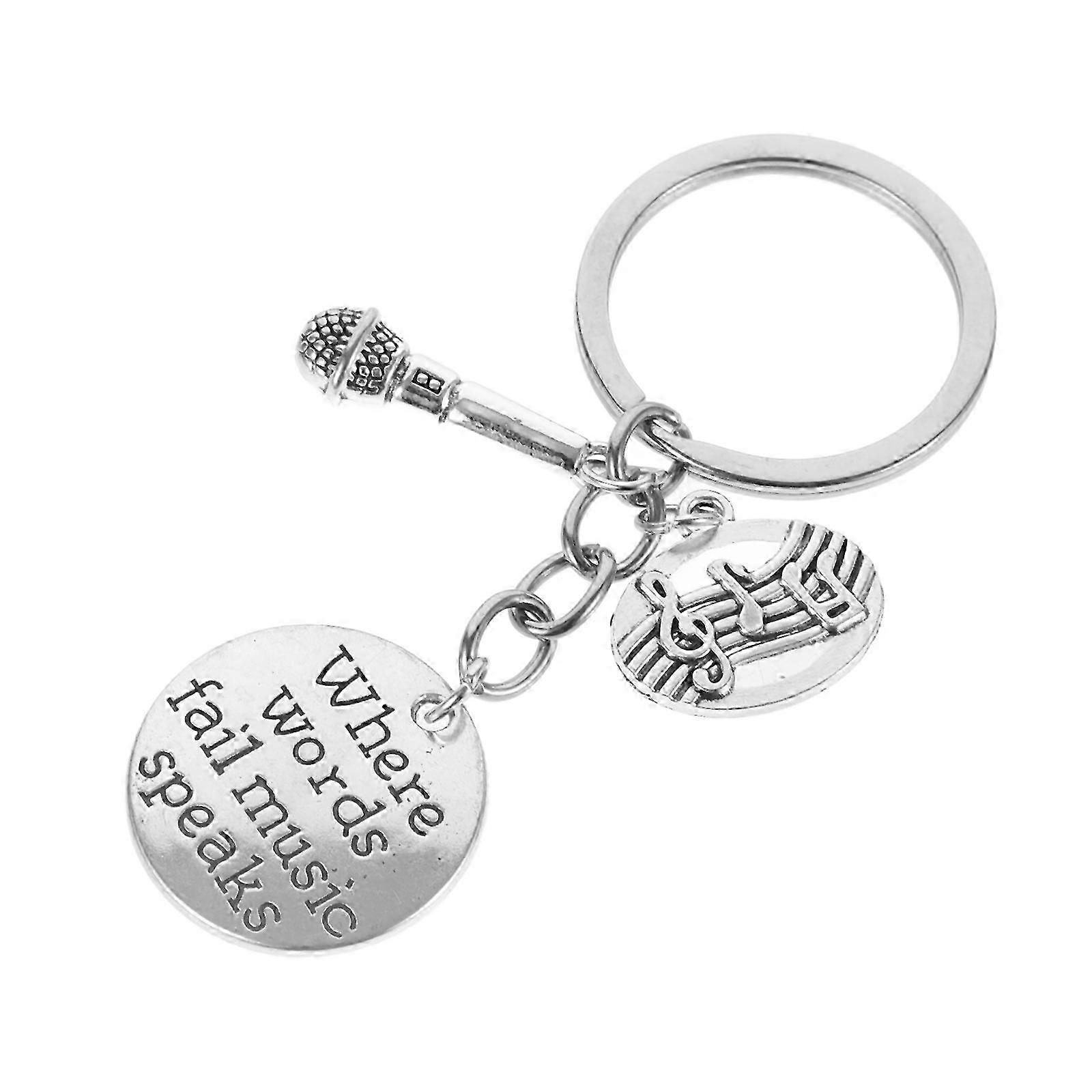 7Pcs Music Style Keychains with Retro Note Pendants for Gift
