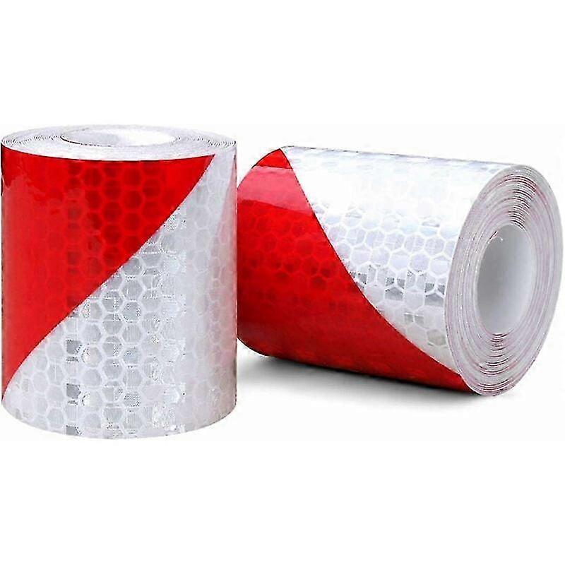 White Red Reflective Hazard Tape