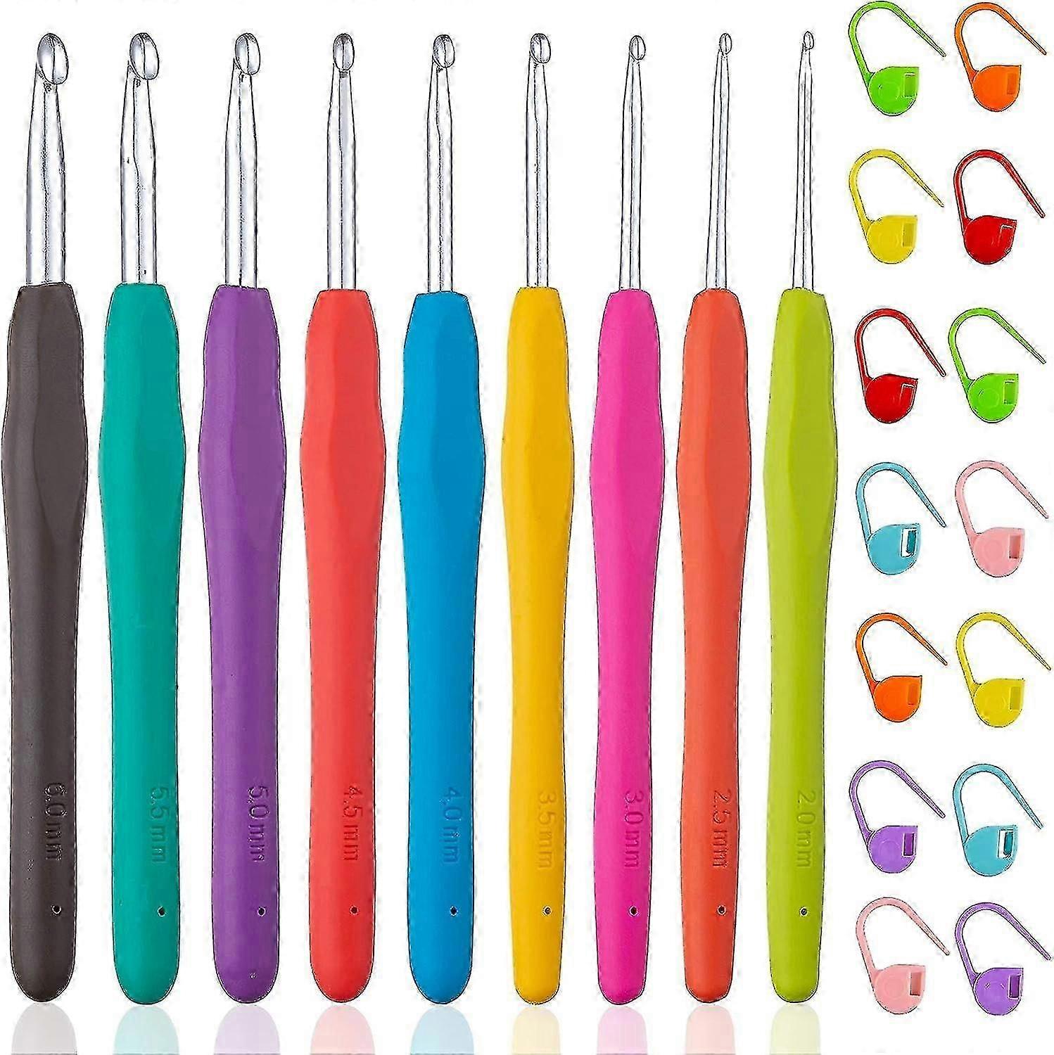 Comcompatible withtable Ergonomic Crochet Hooks Set compatible with Arthritic Hands