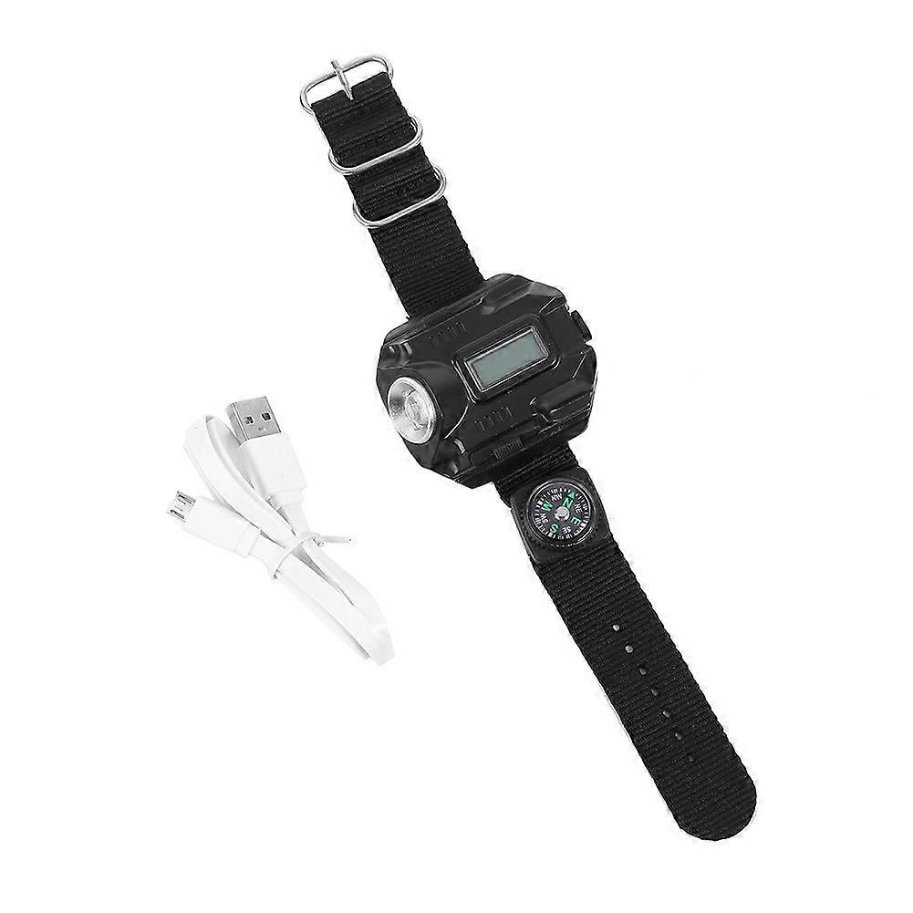 Portable LED Wrist Watch Flashlight Torch Light USB Rechargeable FlashlightYMQX)