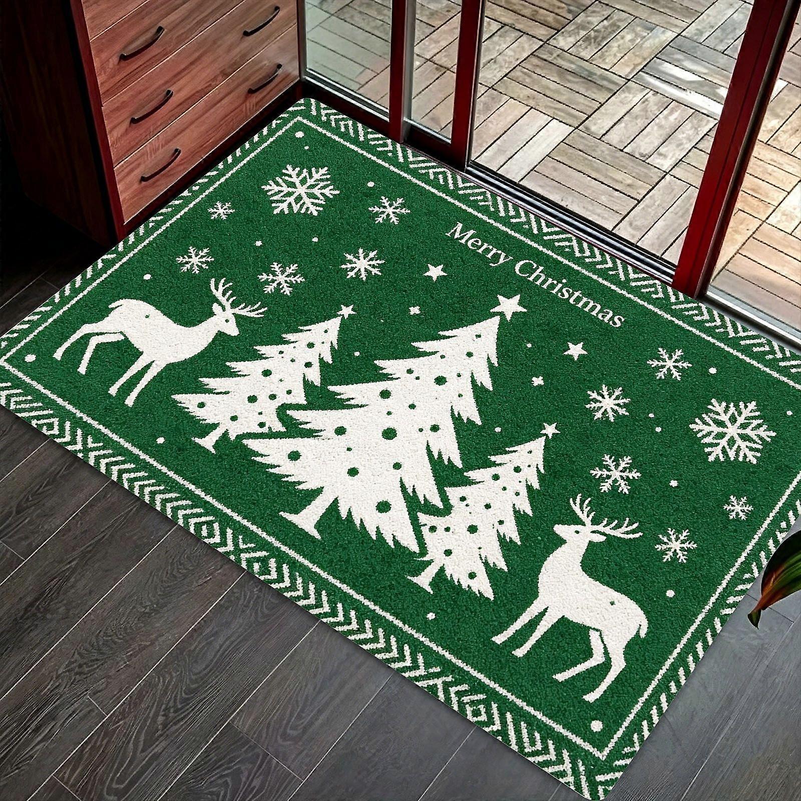 moose and Christmas tree Pattern Floor Mat