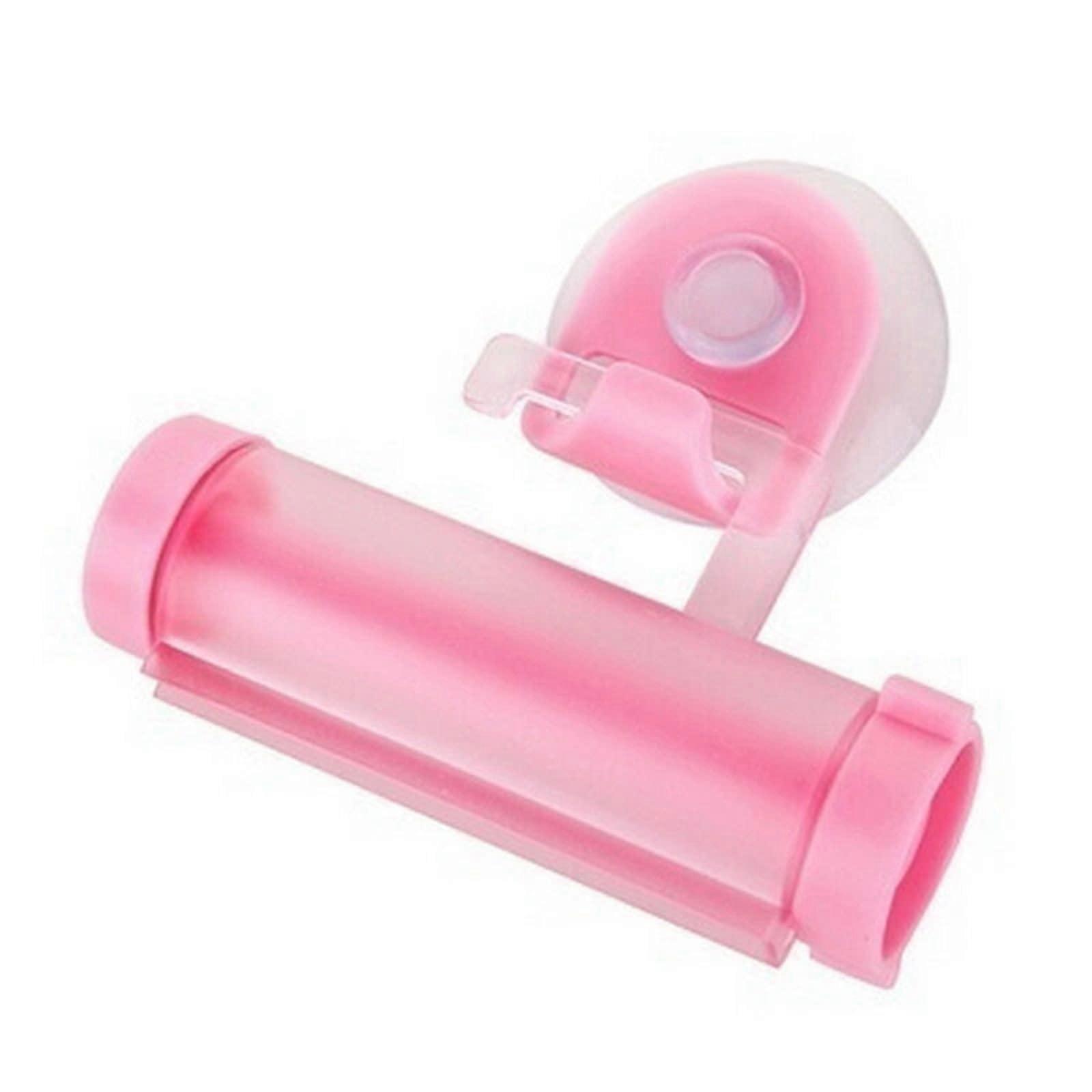 Automatic Toothpaste Squeezer Dispenser with Suction Wall Mount, OneHanded Operation, Pink