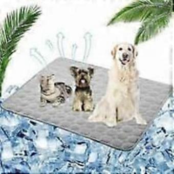 Cooling Mat for Dogs and Cats, Non-Toxic Breathable Ice Silk Cooling Mat, Durable Ice Silk Pet Cooling Mats for Animals in Summer (70 * 55CM, Gray)-bj