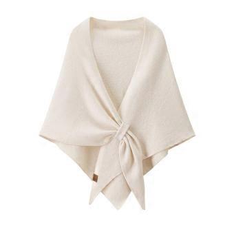 White Knitted Triangle Shawl Wrap for Women, Soft Warm Pashmina Style, Medium Size for Cool Weather