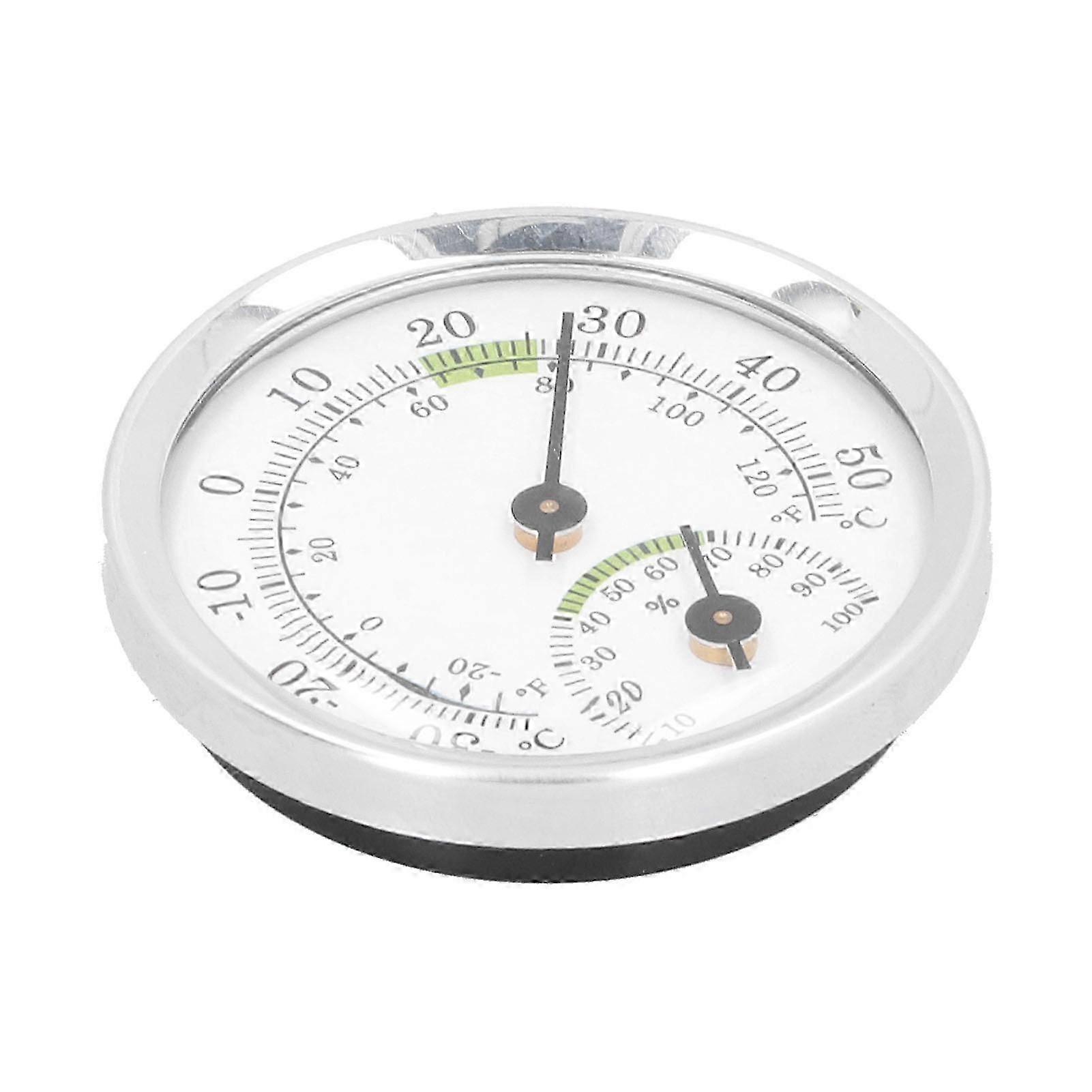 Silver Green Dial Thermometer Hygrometer