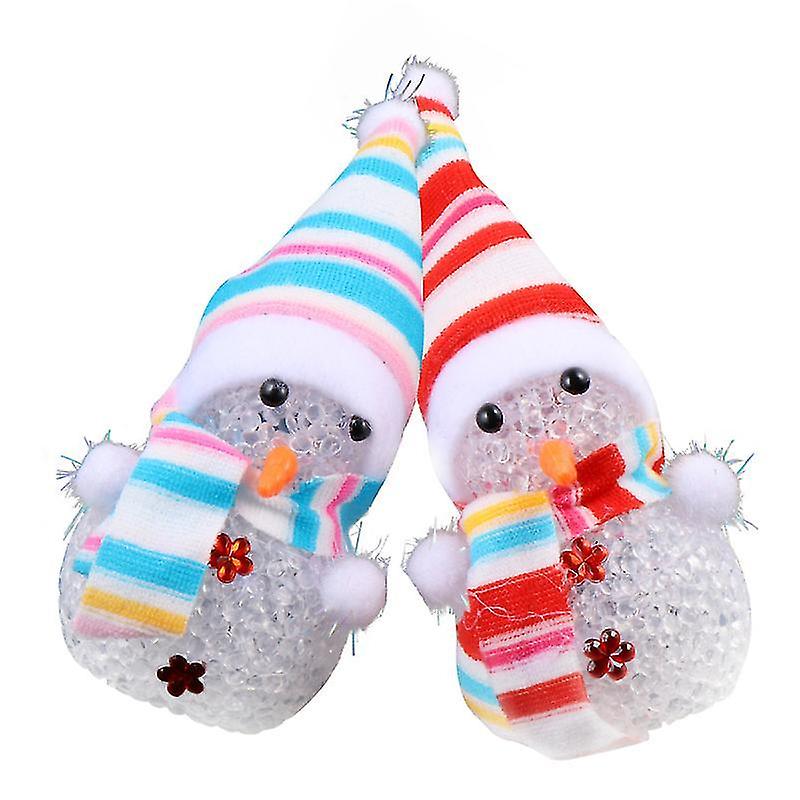 12X5x5cm Assorted Color Party Hats 2pcs Christmas Snowman Lamp Color Changing Night Light Led Crysta
