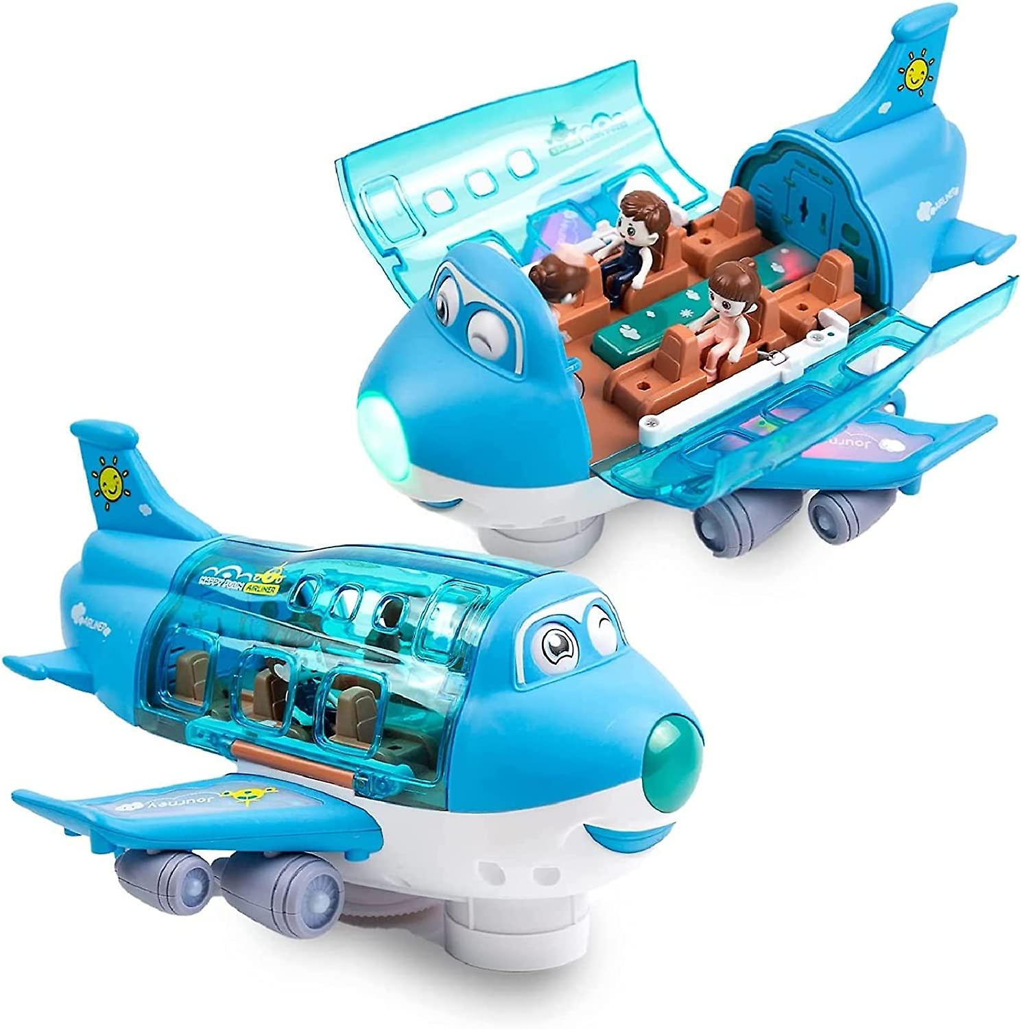 Electric Airplane Toy with Music - 360 Rotating Aircraft Simulation Model Toy with Cute Passenger, LED Flashing Lights & Sounds for Toddler Boys & Gir