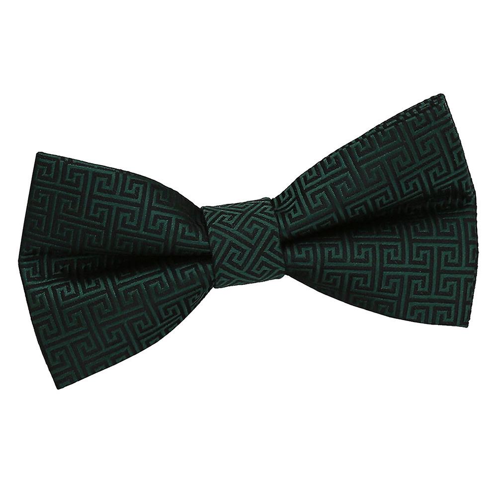 Dark Green Greek Key Pre-Tied Bow Tie