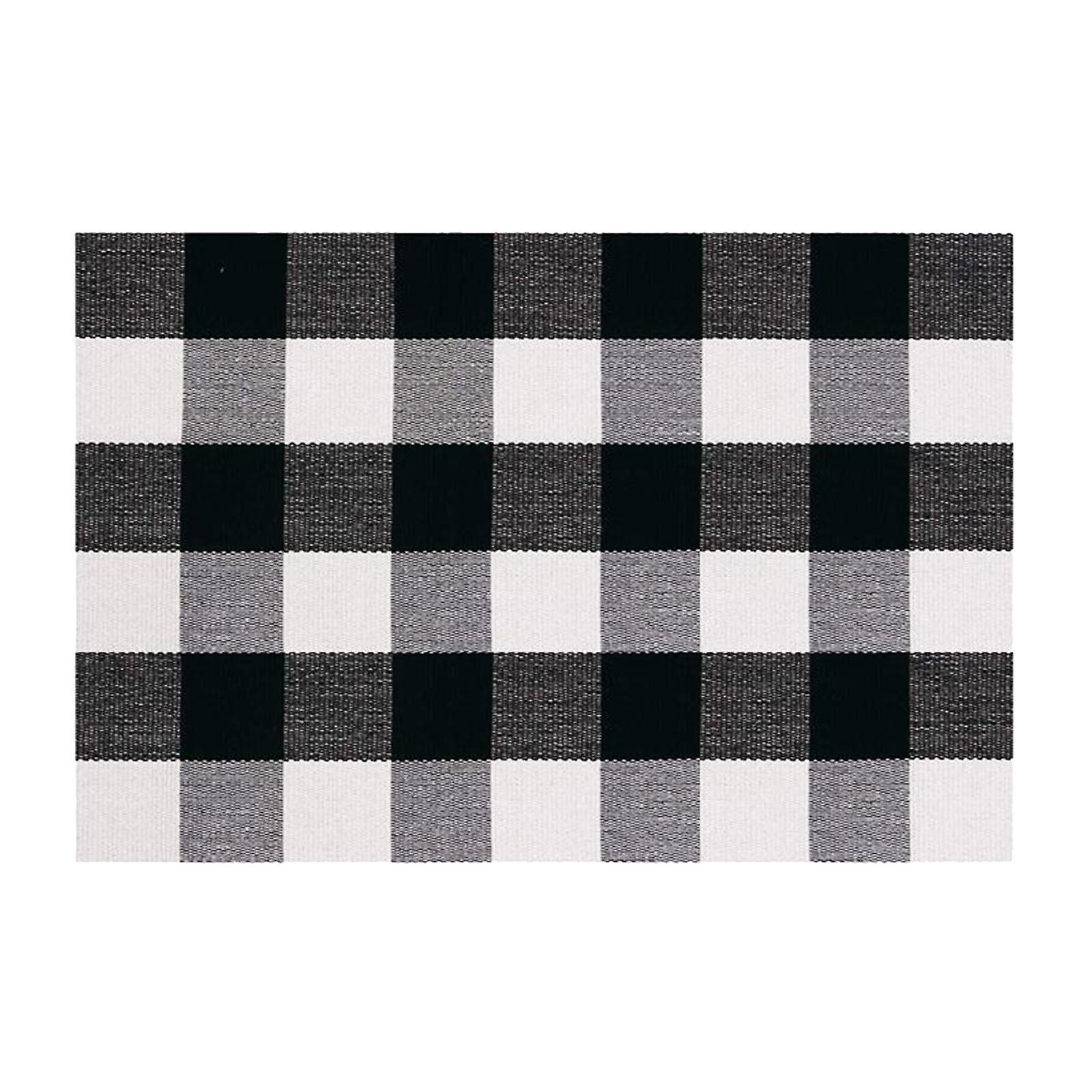 Buffalo Plaid Classic Retro Black & White Check Doormats 60x90cm