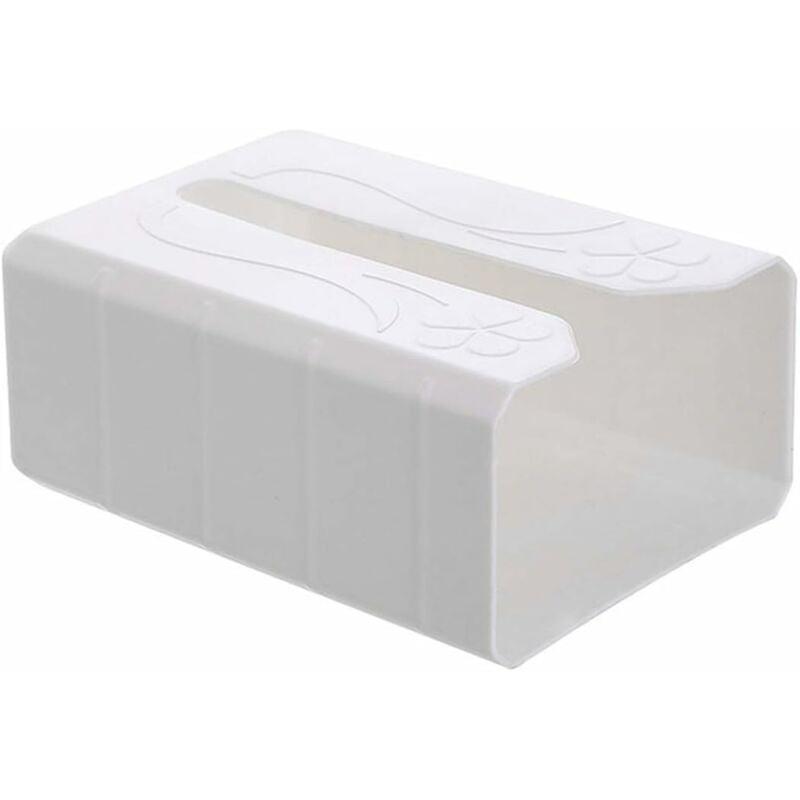 Wall-mounted self-adhesive plastic tissue box (white)