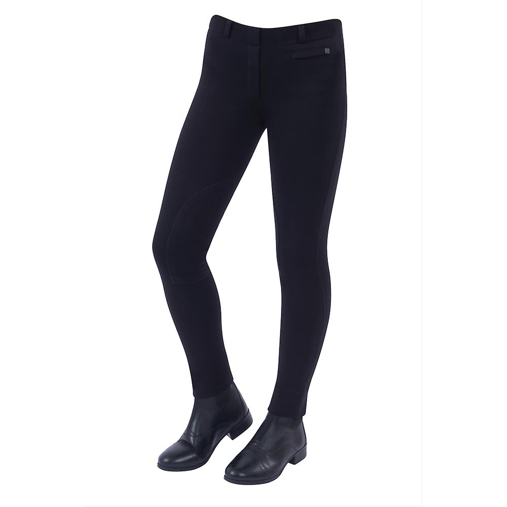 Kids Dublin Supa-fit Childrens Pull On Knee Patch Jodhpurs - Black