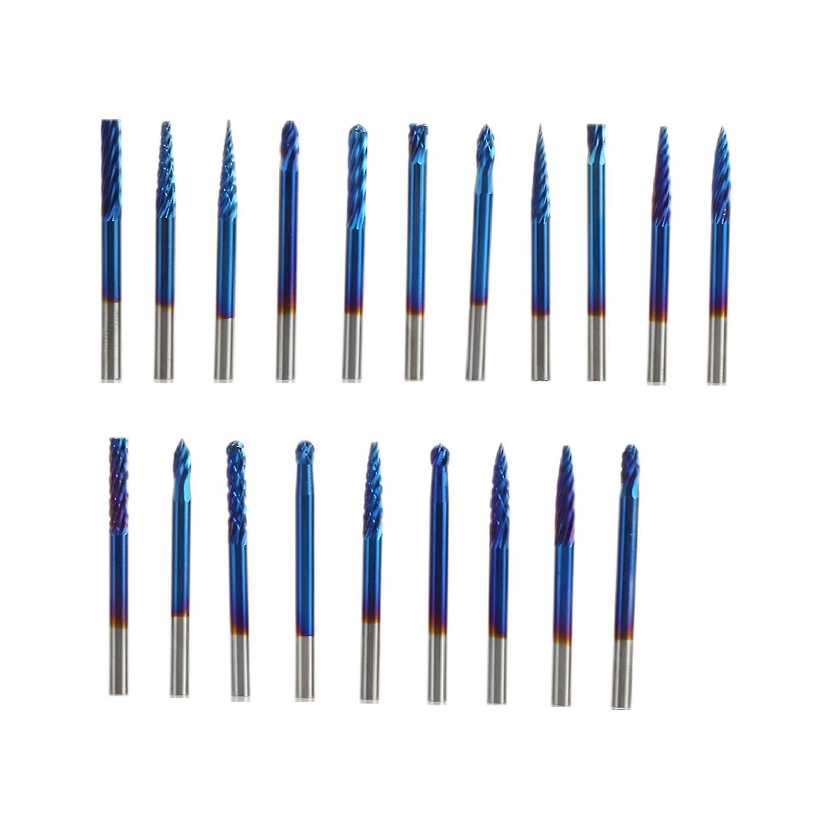 20pcs Rotary Files Sturdy Smooth Chip Removal Blue Plating Technical Rotary Drill Bits For Flute Processing