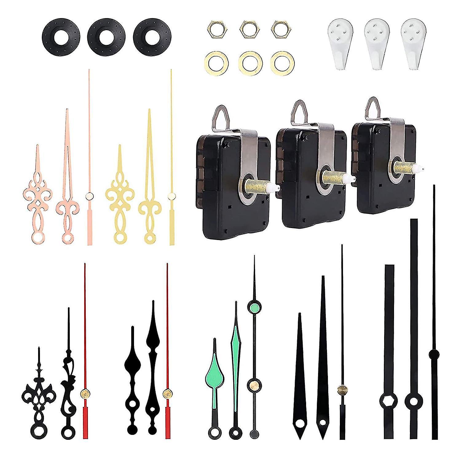 Clock Hands and Motor Kit Clock Mechanism Replacement with 7 Pairs Of Quartz Clock Movement Repair