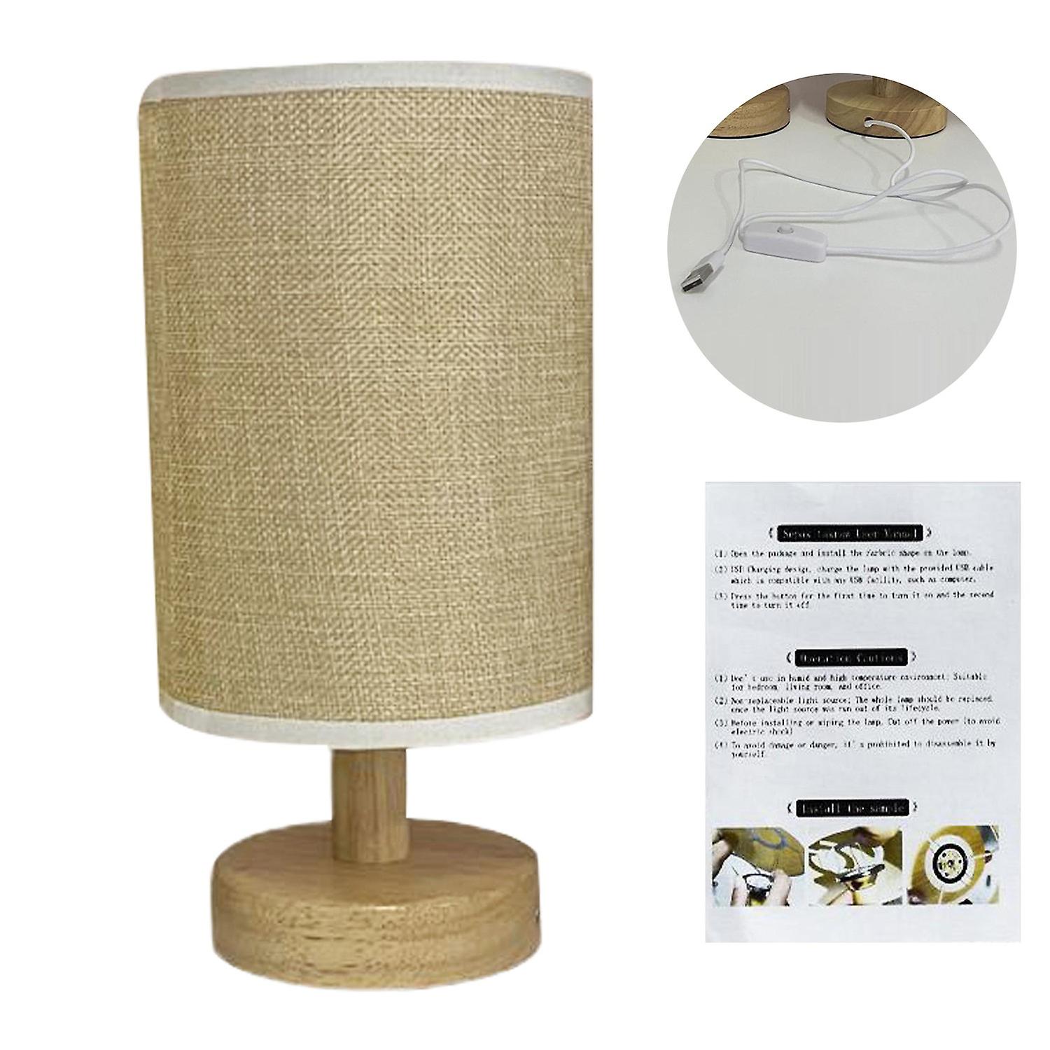 Table Lamp USB Charging Energy-efficient Eye-protective Dimmable Nightstand Lamp with Round Base for