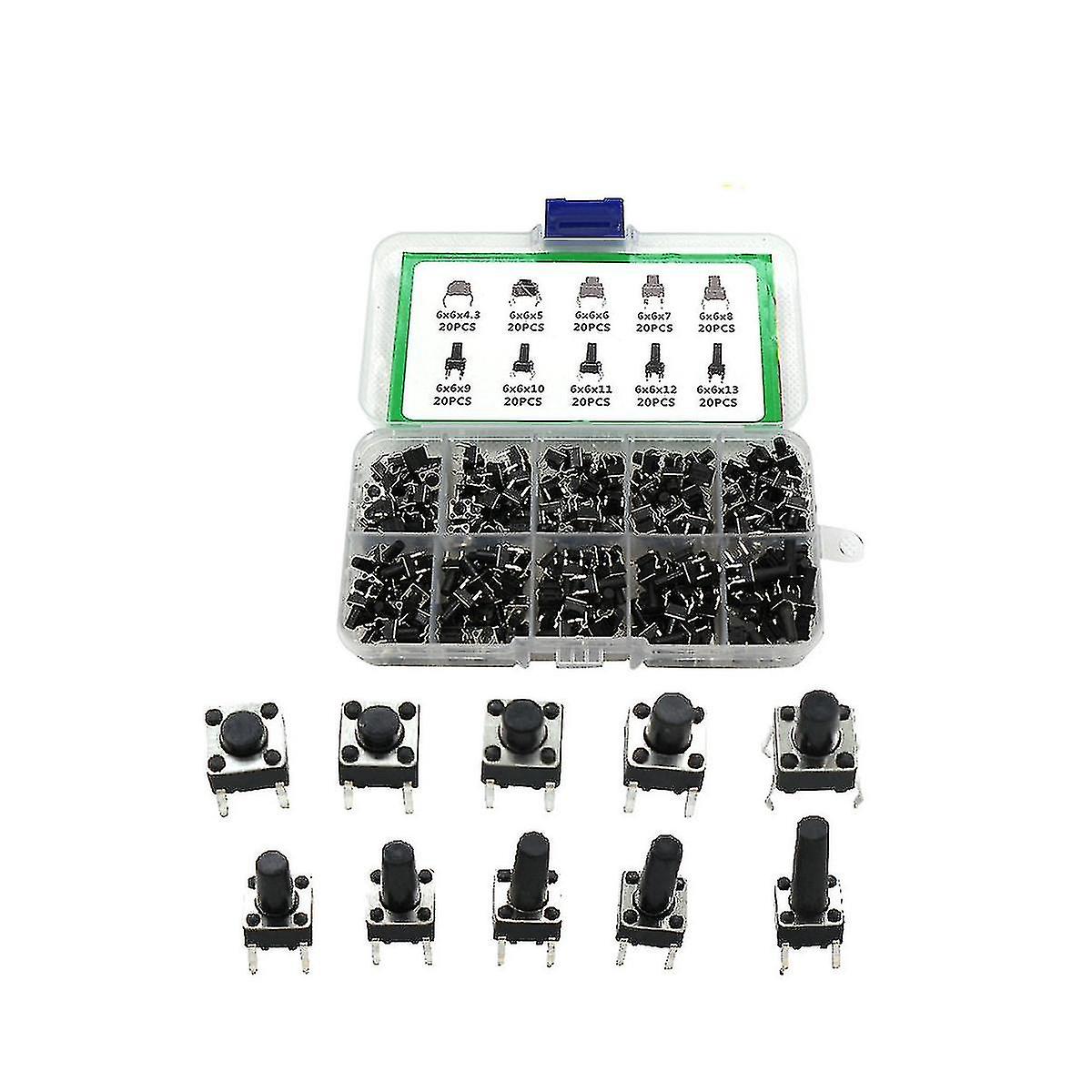 200pcs Light Touch Button Key Switch Box Set 10 Kinds Of Specifications