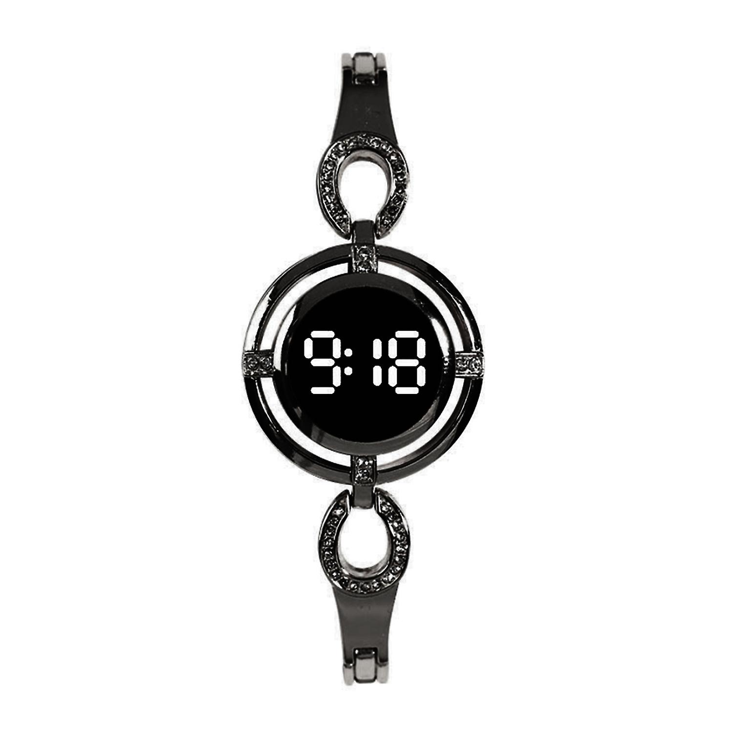 Women Wristwatch Round Dial LED Night Light Touch Screen Accurate Time Display Scratch-resistant Smo
