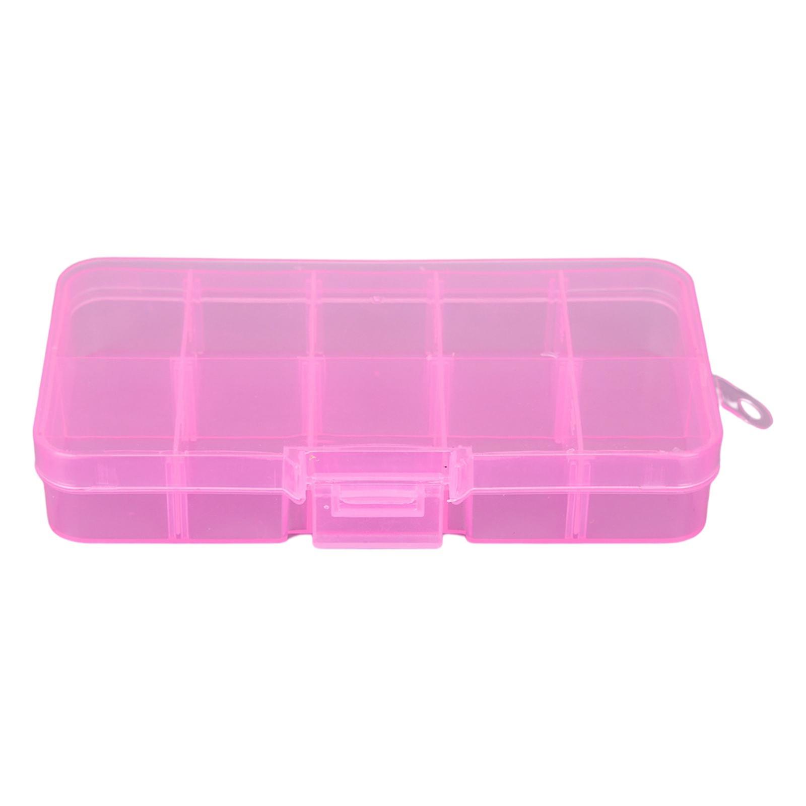 10 Grid Plastic Jewelry Removable Storage Box Beads Earring Container Pink