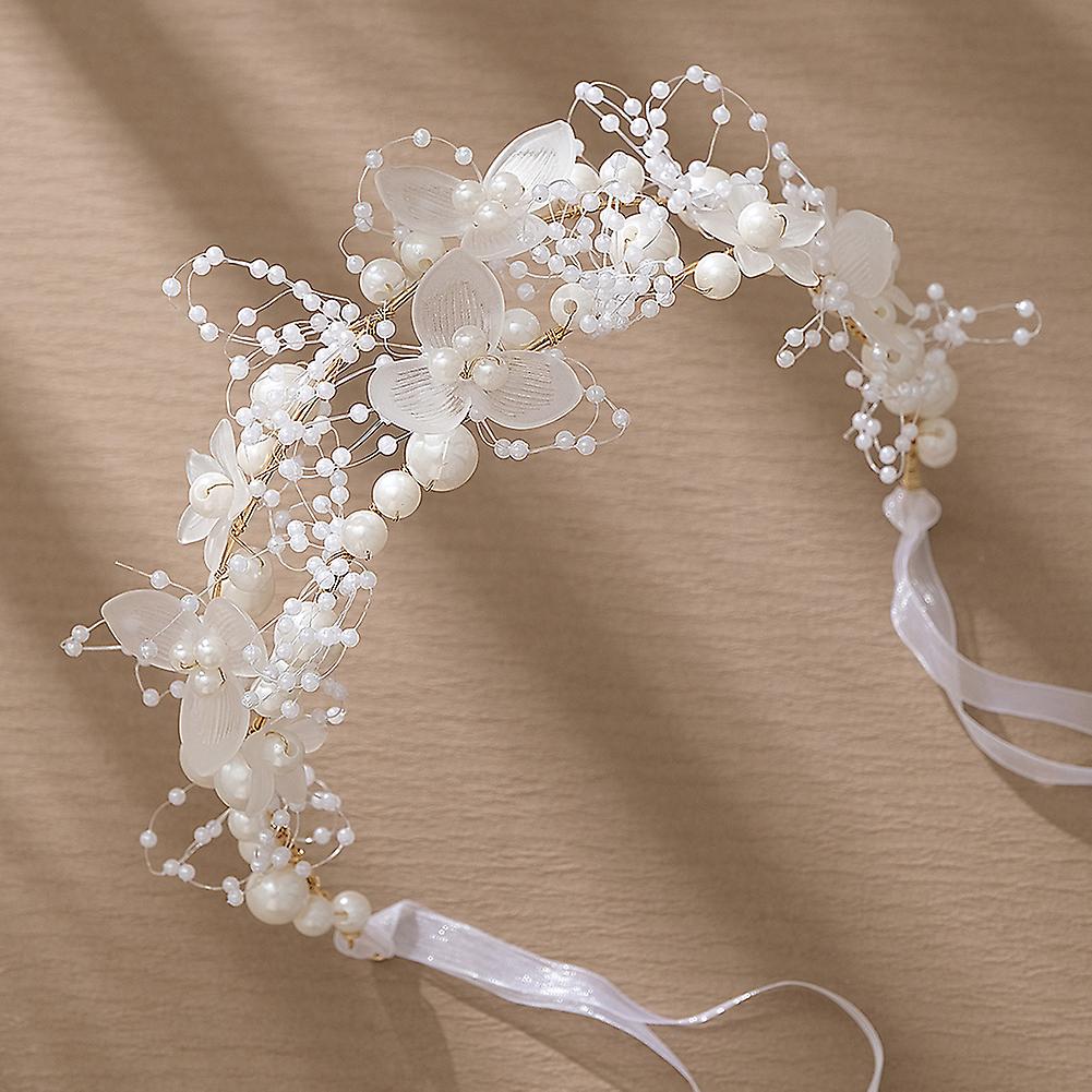 Flower Pearl Braideds Hairband Charming Handmades Headwear for Banquet Party