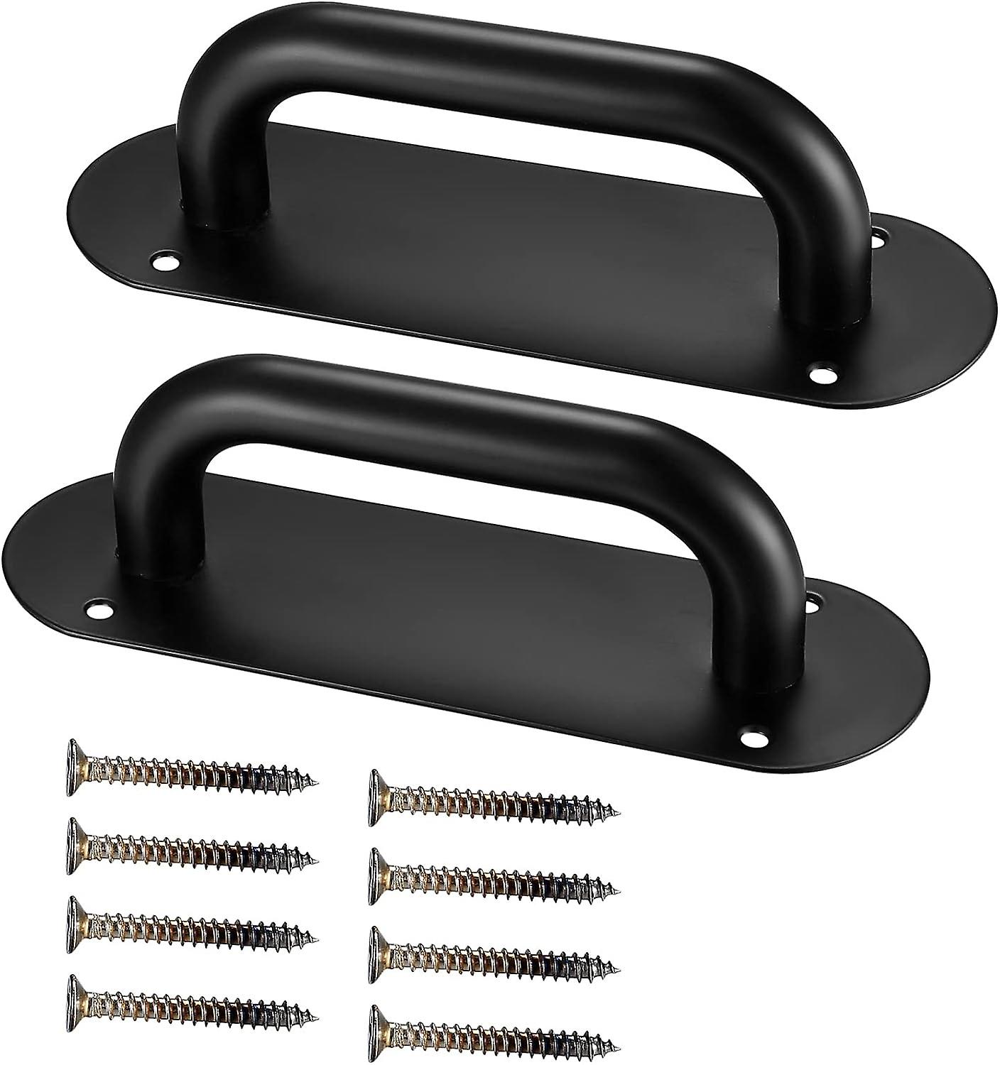 Two-piece barn door handle set with back panel