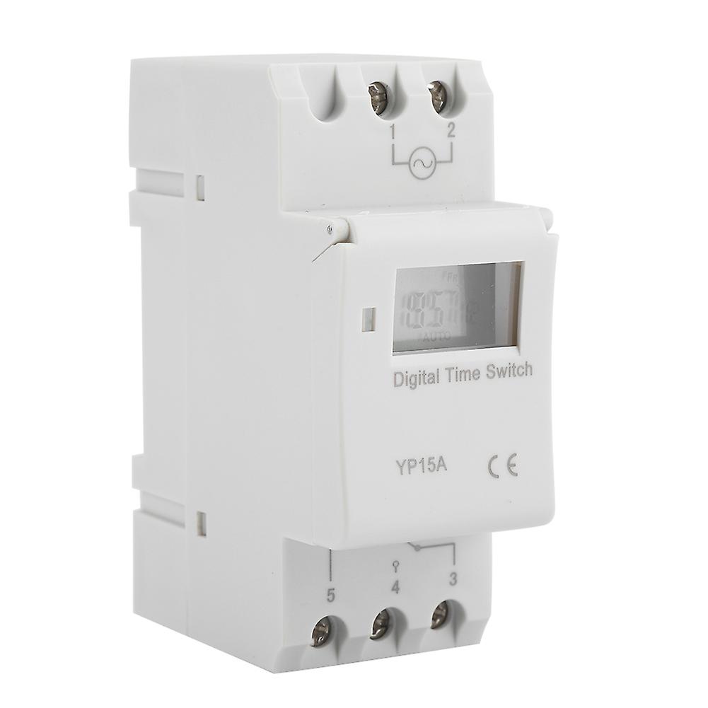 16A Digital LCD Power Timer Relay Switch DC12V White 8.6x3.6x6.5cm