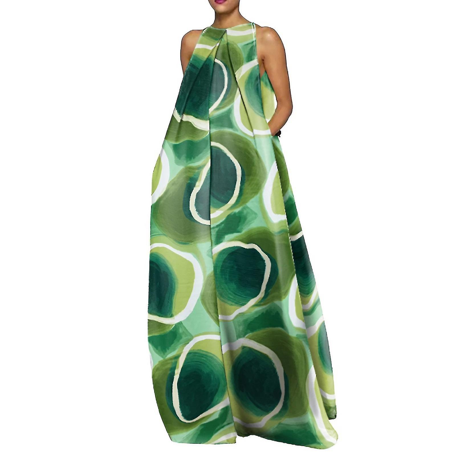 Kvinnlig Gradient Tryckt Elegant Fest Lång Klänning Lös Ärmlös Semester Maxi Klänningar