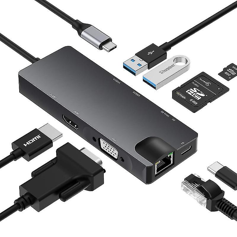 8 in 1 Type-c to HDMI+VAG Gigabit RJ45+USB 3.0 HUB