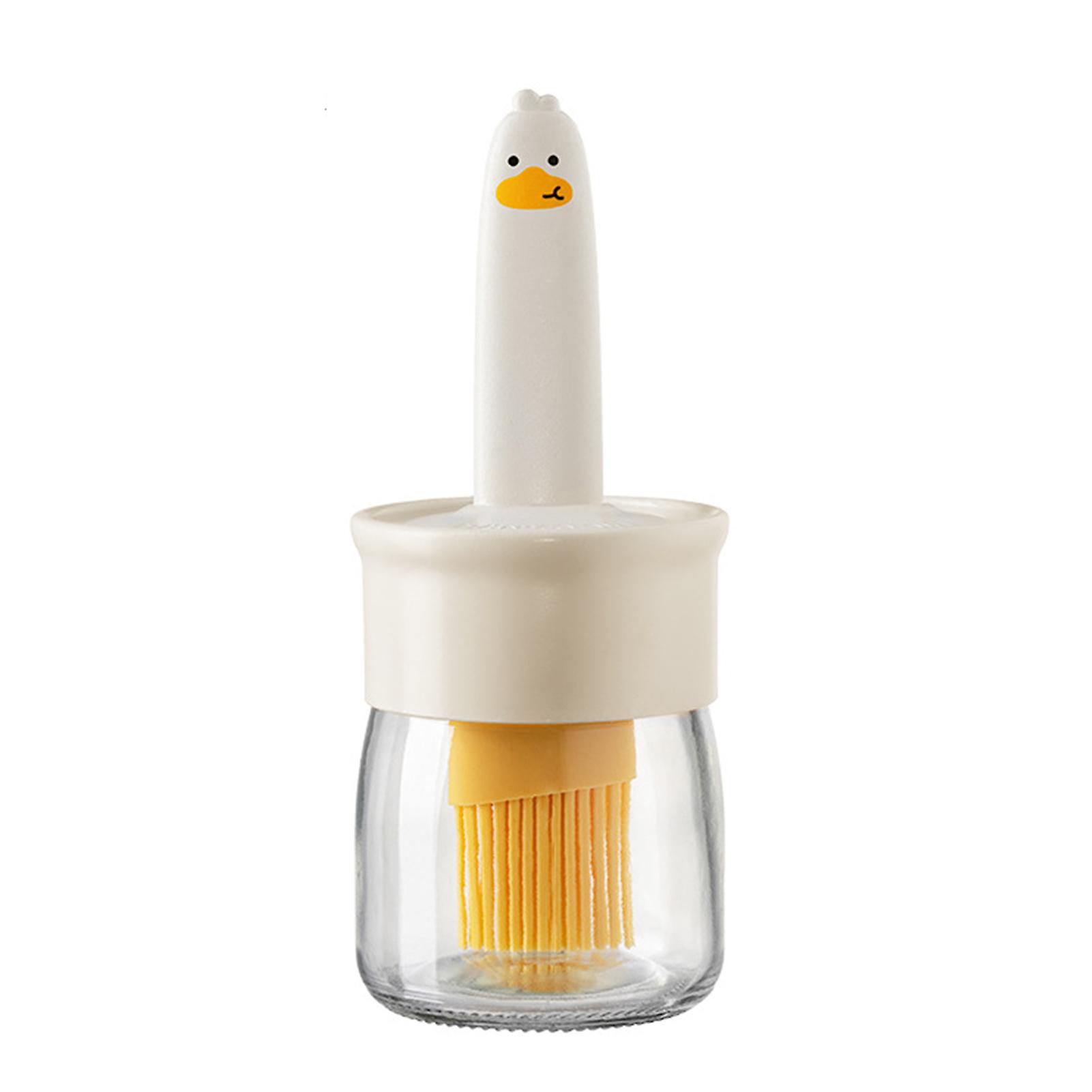 Transparent Oil Bottle with Silicone Oil Brush Easy Using Washable Basting Brushes for Cakes Meat Desserts