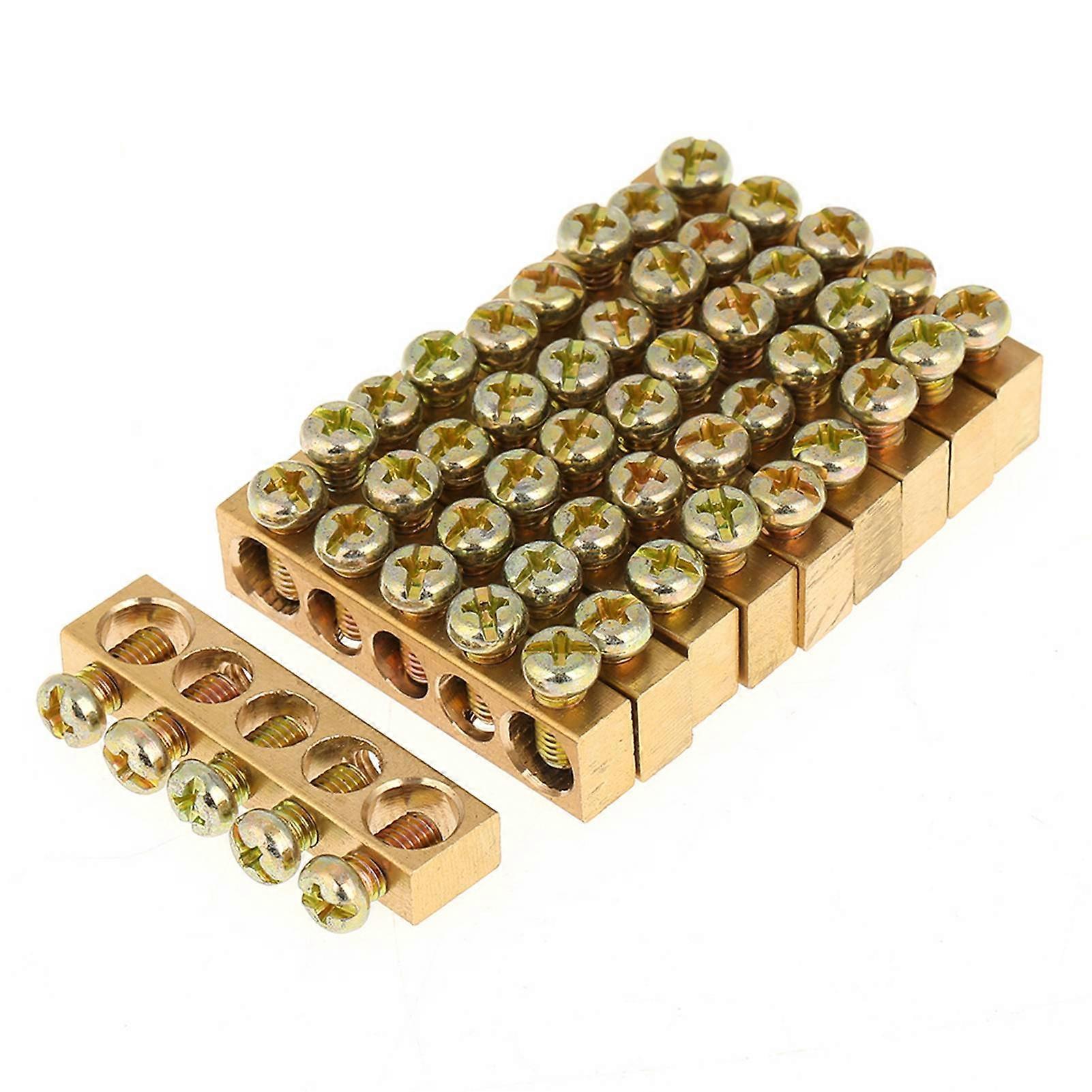 10pcs 5-Hole Electrical Distribution Wire Screw Terminal Brass Ground Neutral Bar