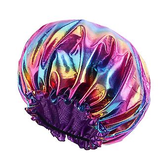 Veeki 5 Pack Silk Bonnets for Curly Hair, Satin Bonnets for Women Colorful Printing Sleep cap Elastic Wide Band Hat Shower Caps with Premium Elastic B