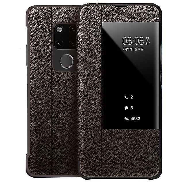 Huawei P30 Flip Leather Case - Brown
