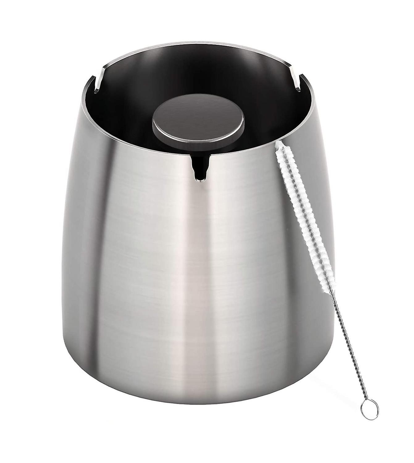 Stainless steel modern tabletop ashtray with non-slip base